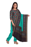 Exquisite Flower design unstitched Sambalpuri cotton dress material set