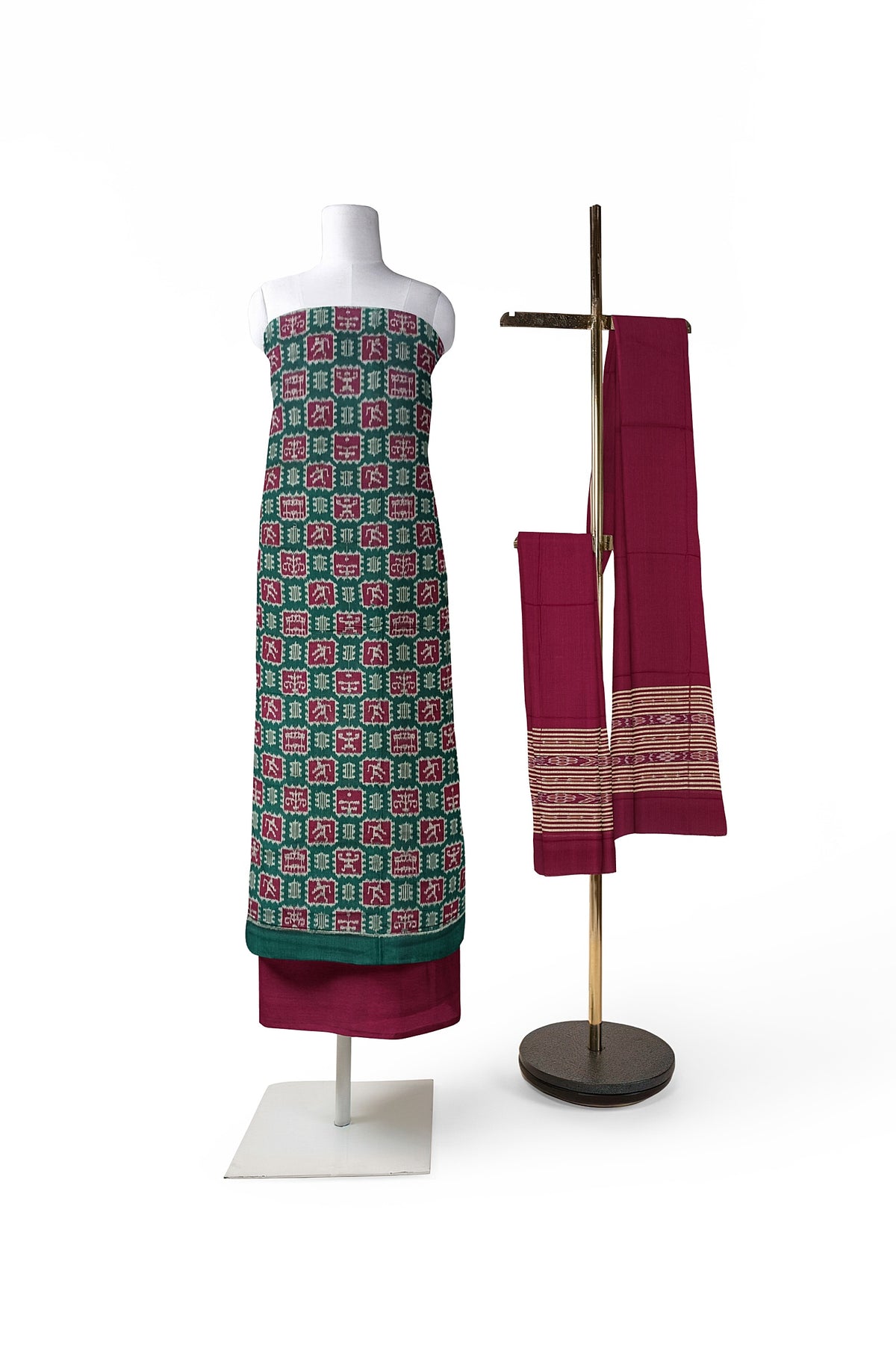 white christmas dresses Tribal Chakra Red Yellow Sambalpuri Cotton Dress Set