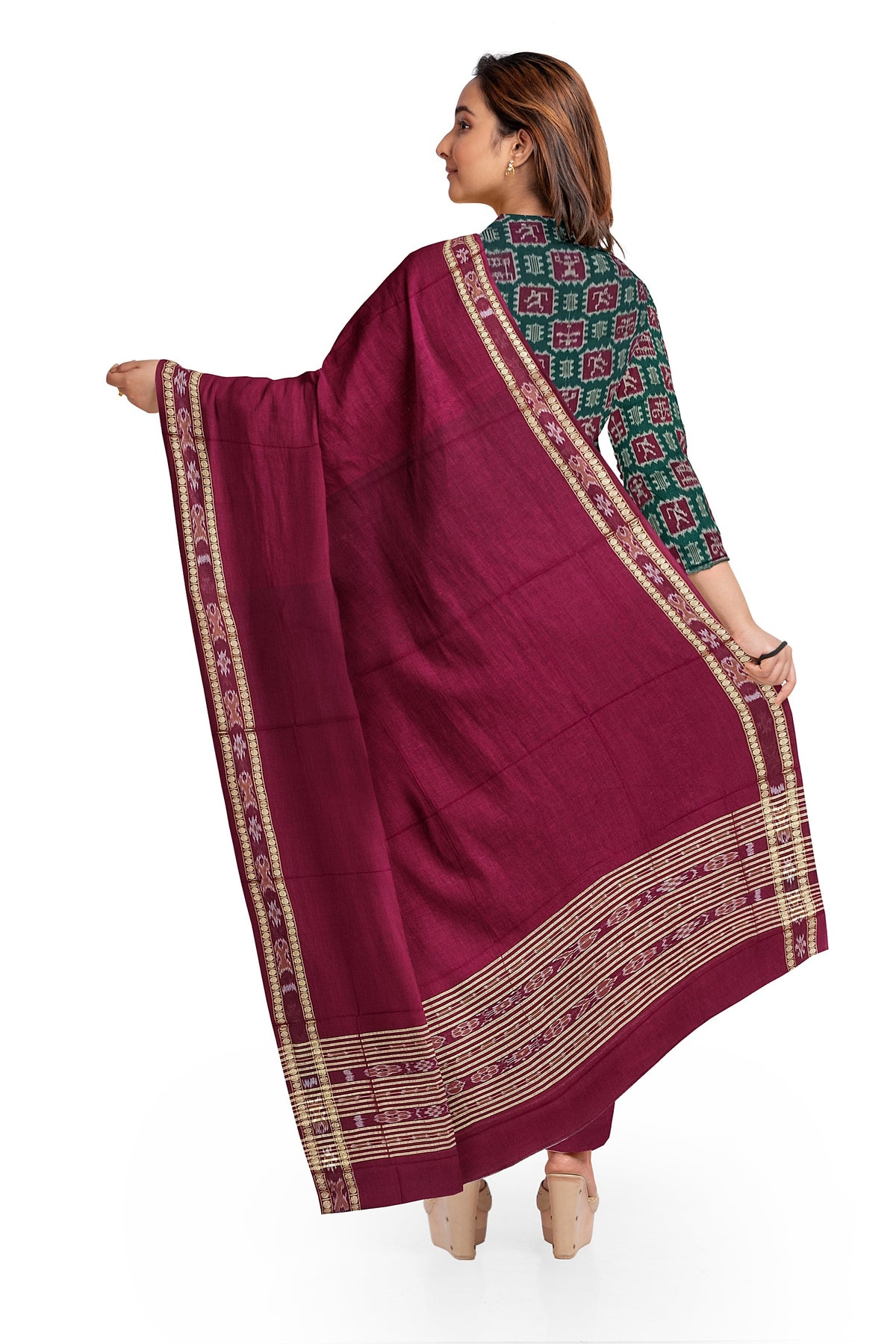 sambalpuri cotton dress material Tribal Chakra Red Yellow Sambalpuri Cotton Dress Set