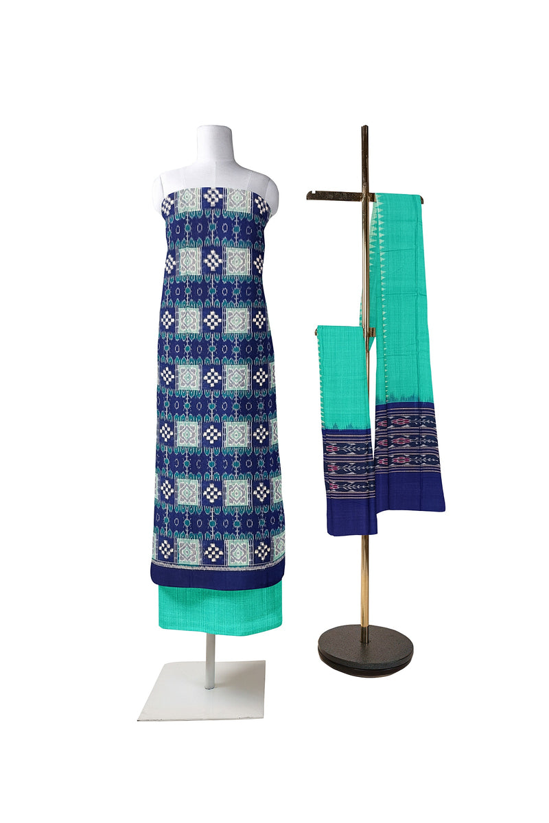 Exquisite Pasapali and Flower design sambalpuri cotton dress material