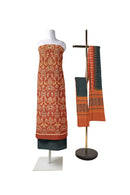 Flower and terracotta design Sambalpuri cotton dress material set