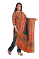 Flower and terracotta design Sambalpuri cotton dress material set