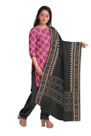 Beautiful Flower and Elephant design Sambalpuri cotton dress material set