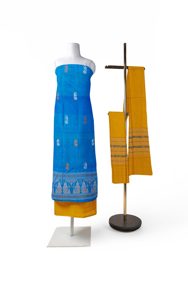 Boita(Boat) Design Sambalpuri silk Bapta dress material set.