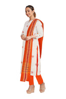 Lotus motifs Bomkai cotton dress material set