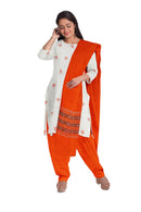 Lotus motifs Bomkai cotton dress material set
