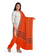 Lotus motifs Bomkai cotton dress material set