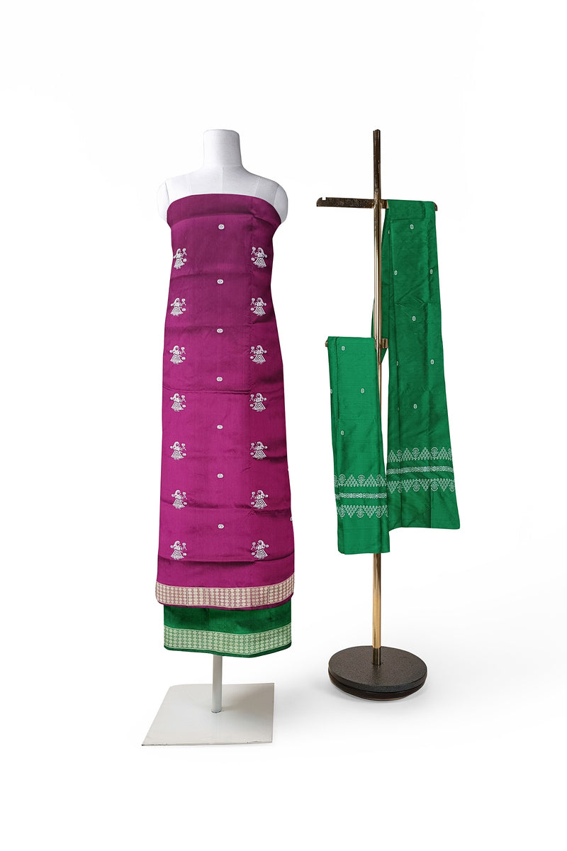 Doll design Bomkai silk dress material set