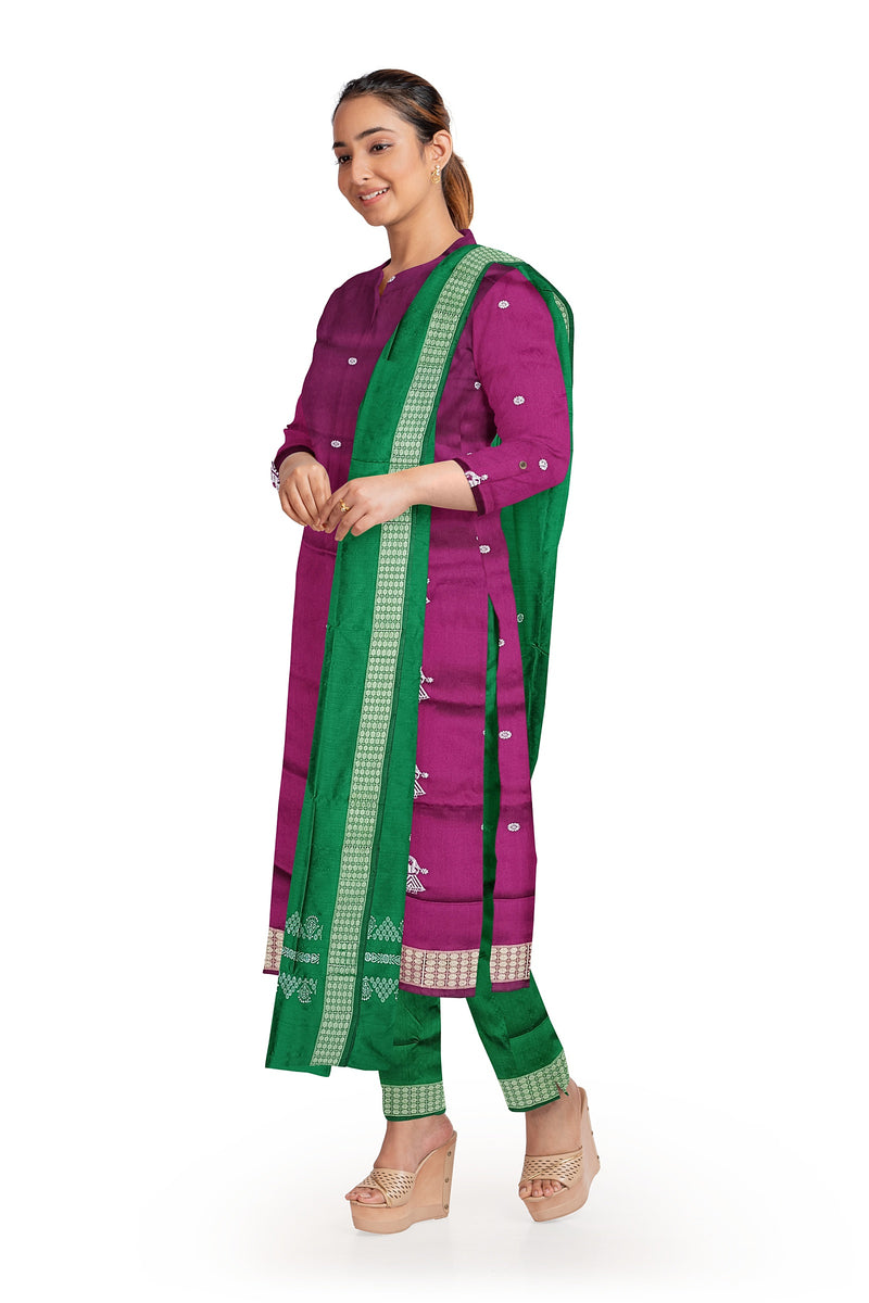 Doll design Bomkai silk dress material set
