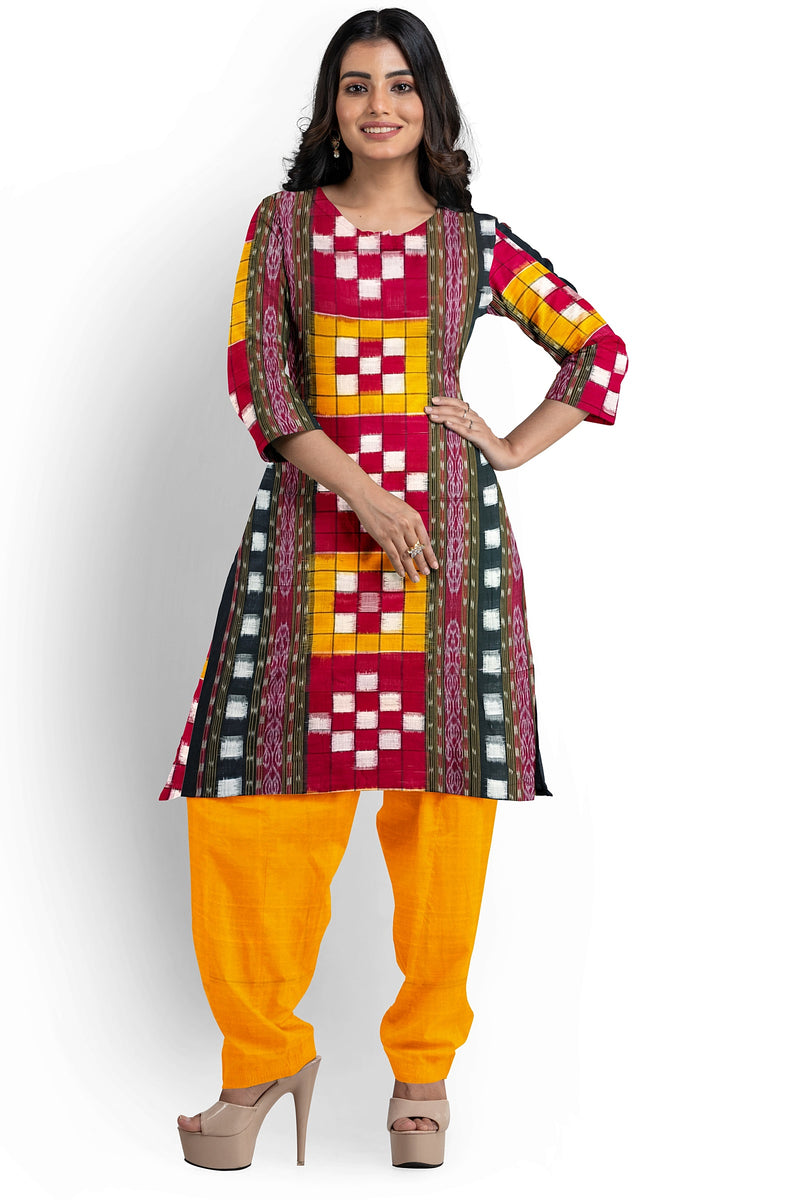 Beautiful Bichitrapuri Sambalpuri Ikat Cotton Dress Material, Unstitched