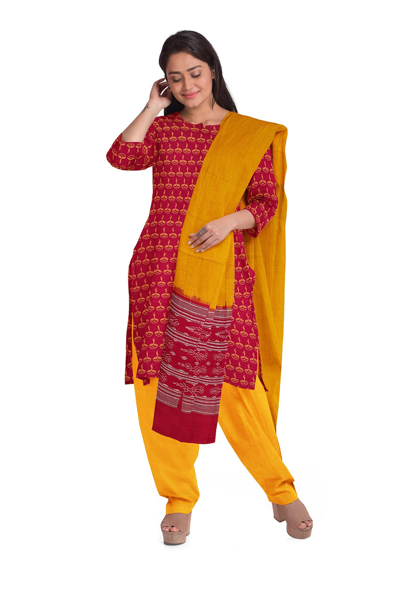 Diya design sambalpuri cotton dress material set