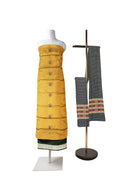 Bomkai silk dress material set, Mustard Yellow and black colors combination