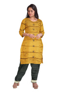 Bomkai silk dress material set, Mustard Yellow and black colors combination