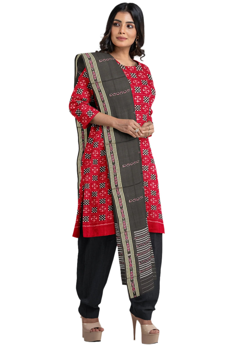 Flower and pasapali design unstitched Premium sambalpuri cotton dress material set