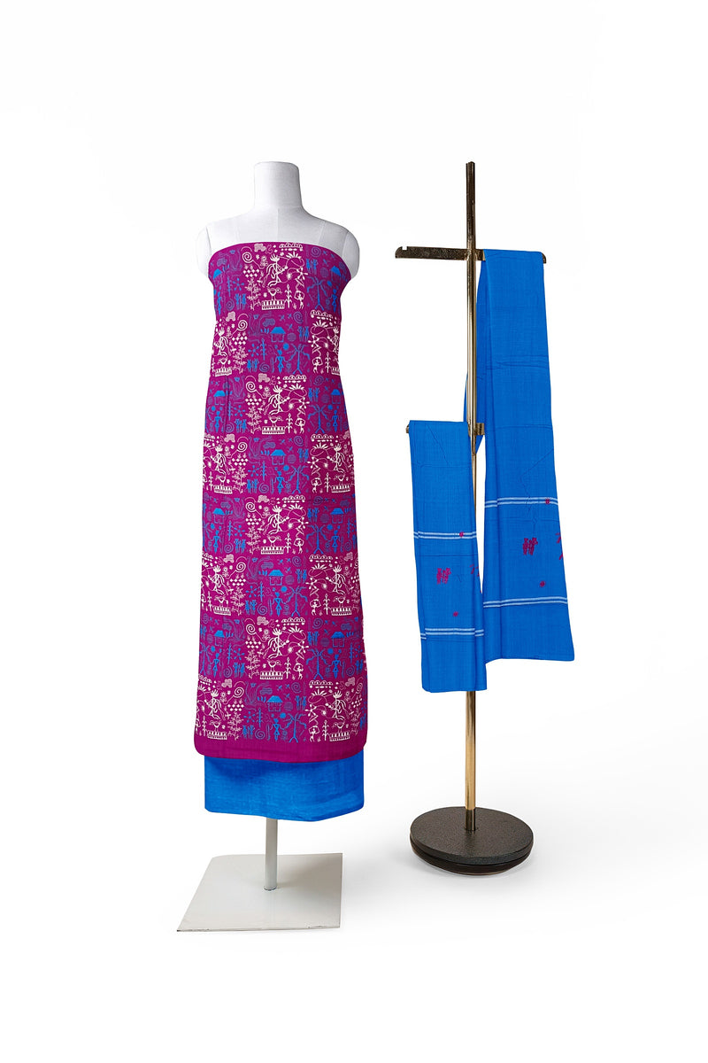 Embroidery work cotton dress material set