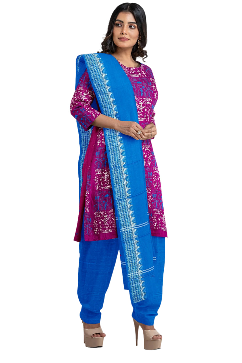 Embroidery work cotton dress material set