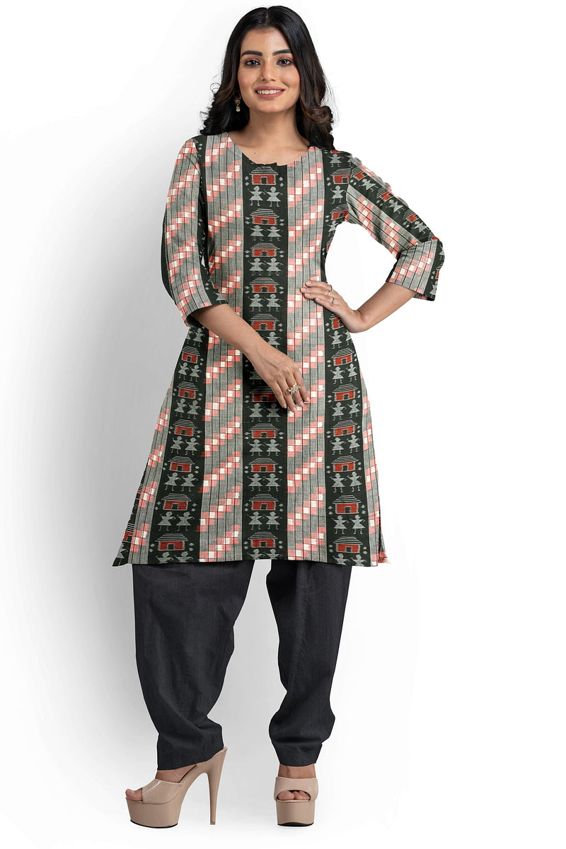 Pasapai and terracotta art design sambalpuri cotton dress material set