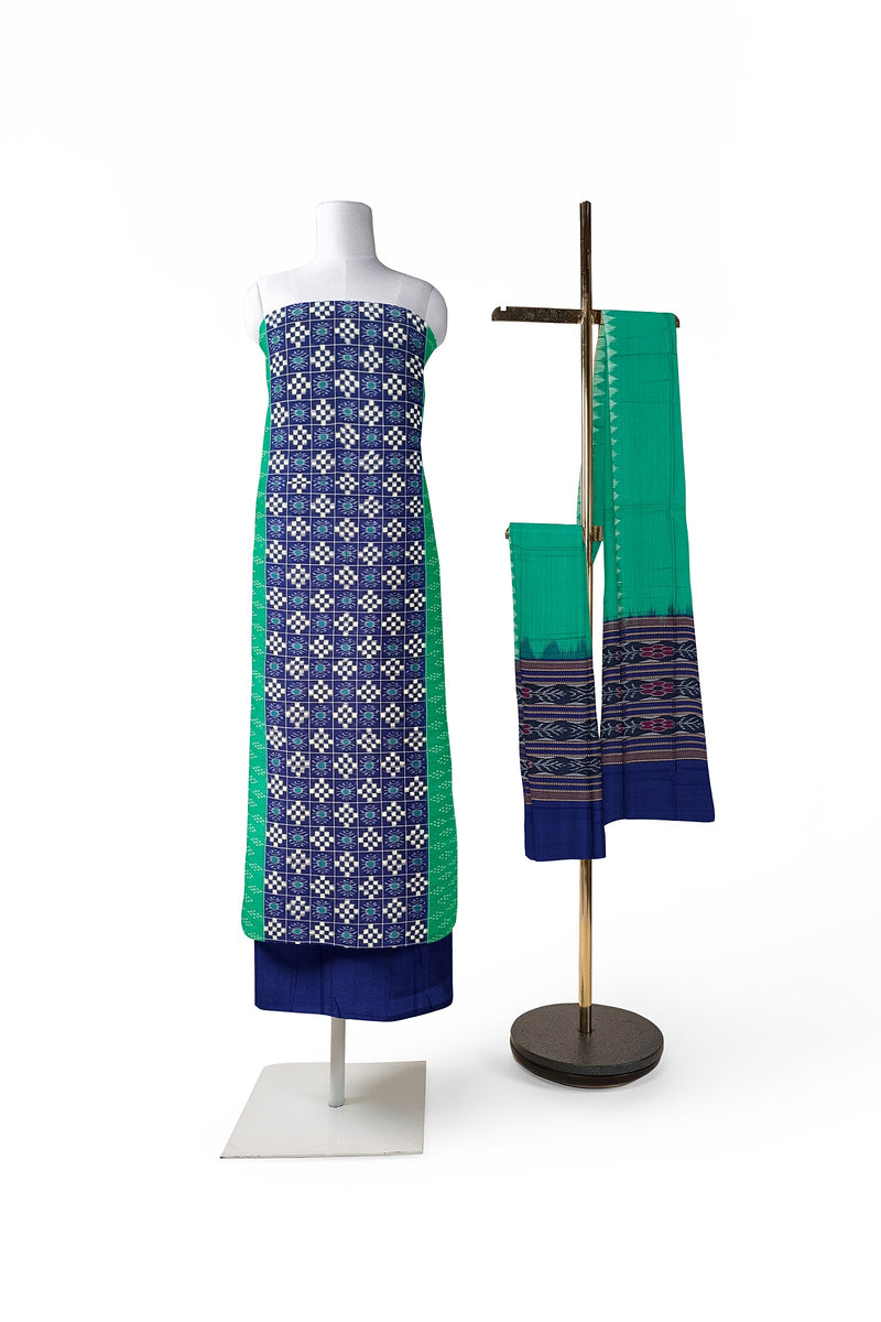 Exquisite Pasapali in panel design sambalpuri cotton dress material set
