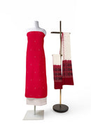 Exquisite Sambalpuri Silk Bapta Dress Material set, Red color base