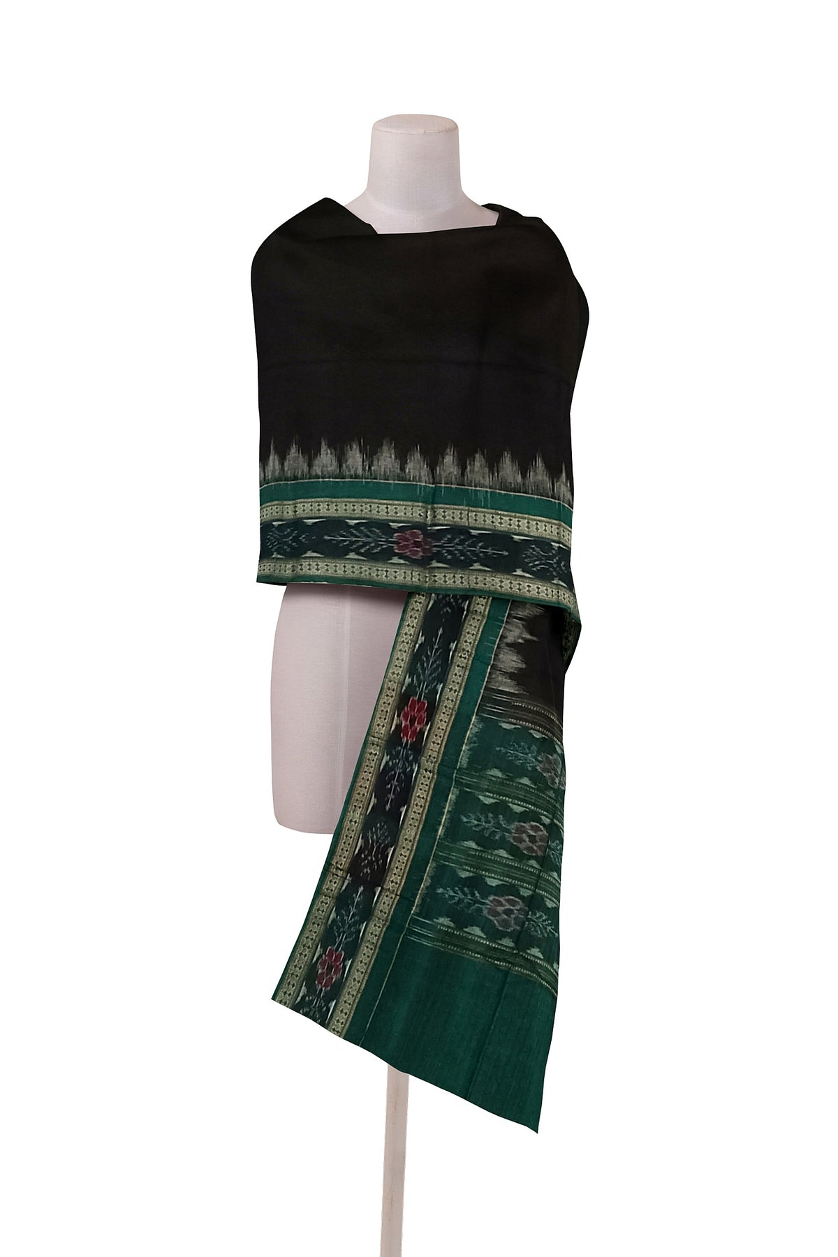 Sambalpuri Cotton Dupatta, black and green colors combination Sambalpuri Cotton Dupatta, black and green colors combination