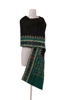 Sambalpuri Cotton Dupatta, black and green colors combination