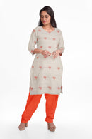 Unstitched Lotus motifs, Bomkai cotton Kurta/Kurti/Shirt material, 2.5 mtr