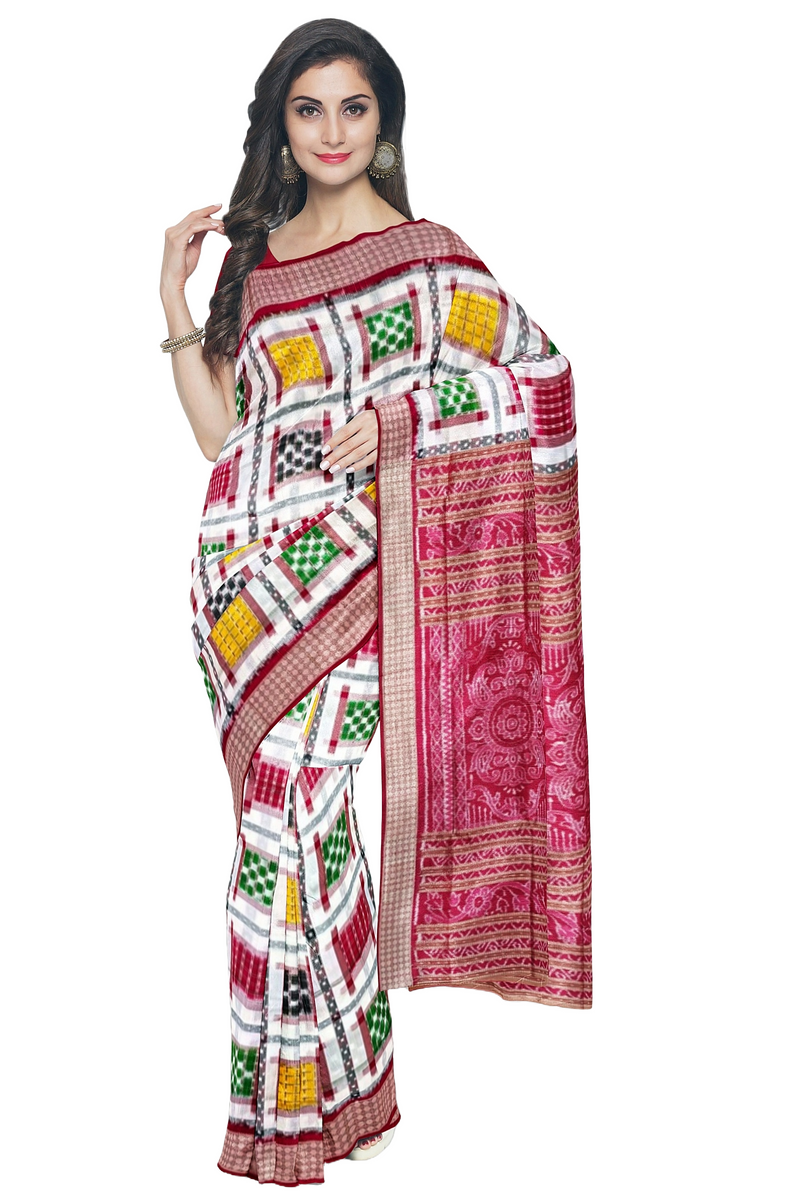 Ashwini with Pasapali Sambalpuri silk saree with blouse piece