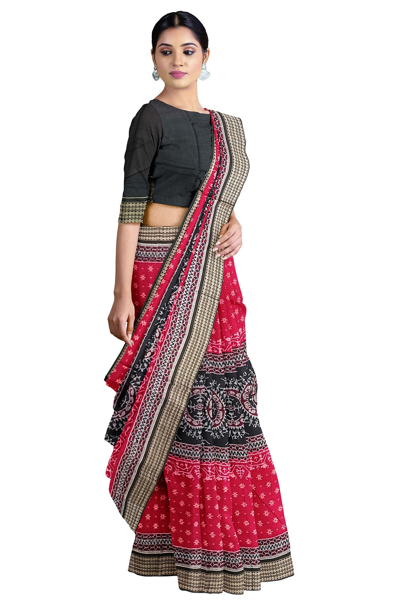 Chakra Bandha in Panel design Sambalpuri cotton saree with blouse piece