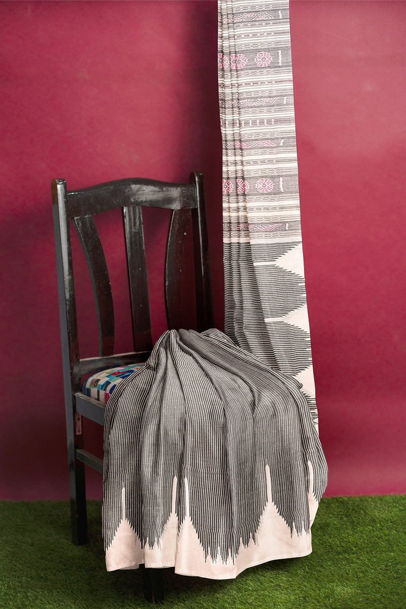 Fodakumbha boarder design Sambalpuri cotton saree with blouse piece