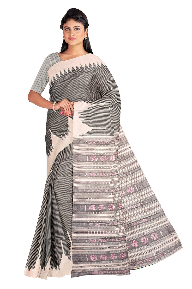 Fodakumbha boarder design Sambalpuri cotton saree with blouse piece