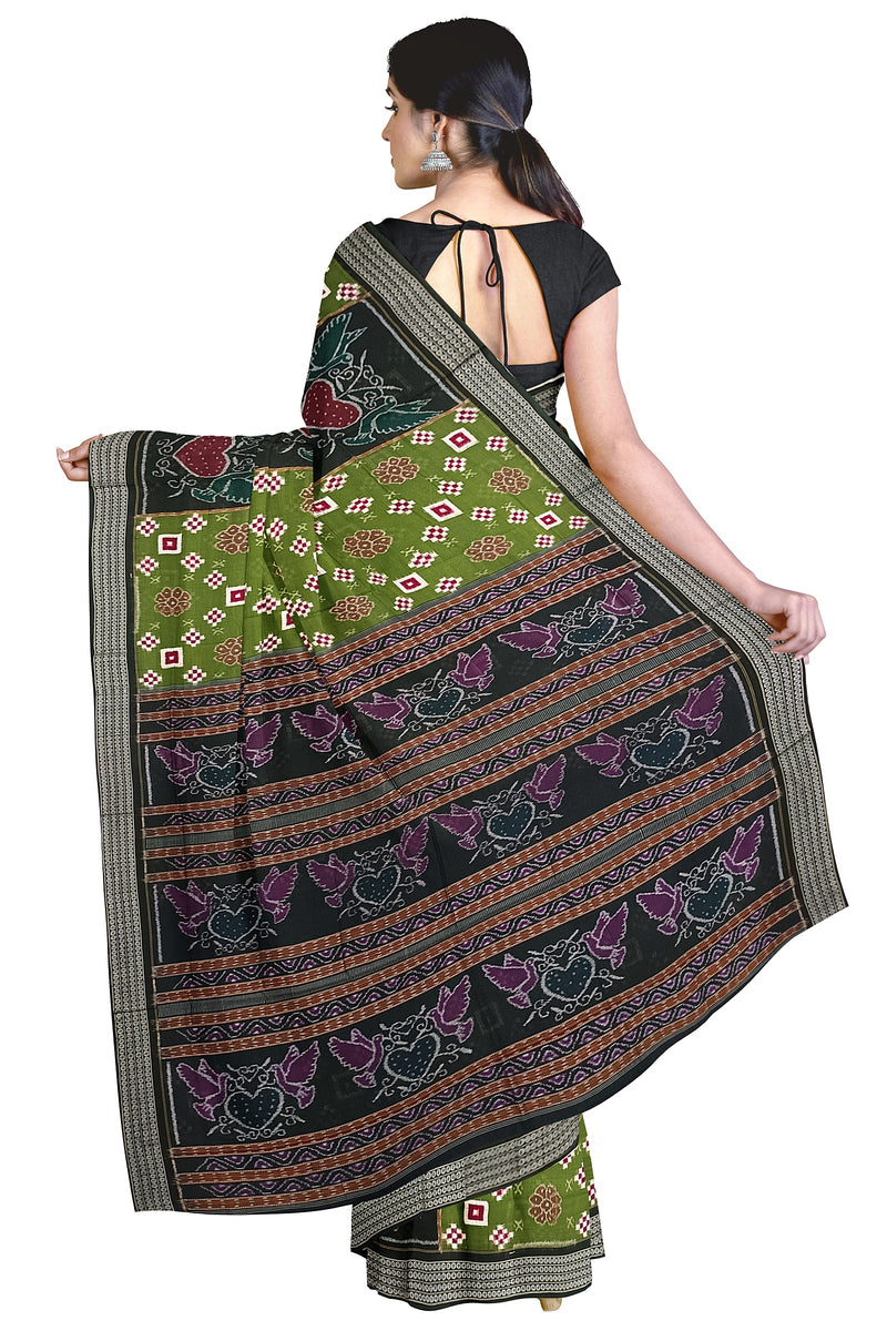 Heart and Pasapali shape design Sambalpuri cotton saree