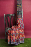 Beautiful Terracotta and Pasapali design Premium sambalpuri cotton saree with blouse piece