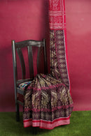 Flower and peacock design Sambalpuri cotton saree with blouse piece