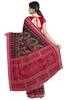 Flower and peacock design Sambalpuri cotton saree with blouse piece