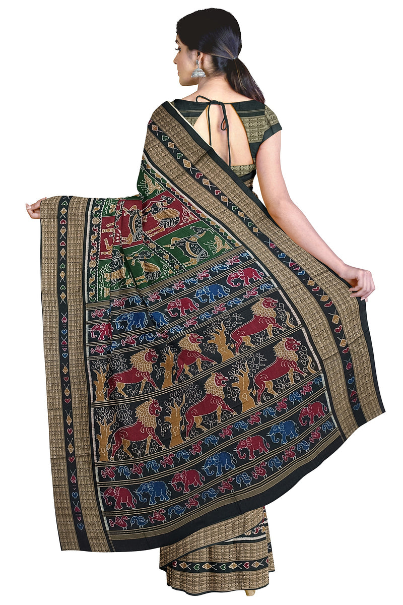 Exquisite Animal design sambalpuri cotton saree with blouse piece