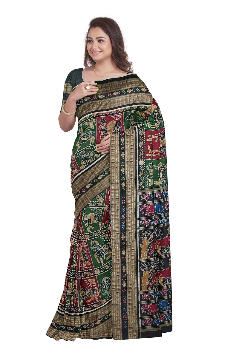 Exquisite Animal design sambalpuri cotton saree with blouse piece