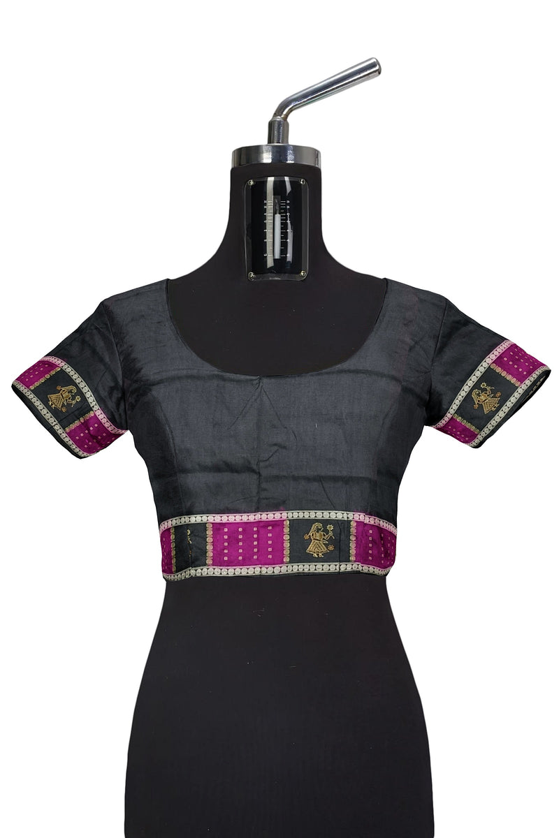 Doll design boarder bomkai silk saree with bloouse piece