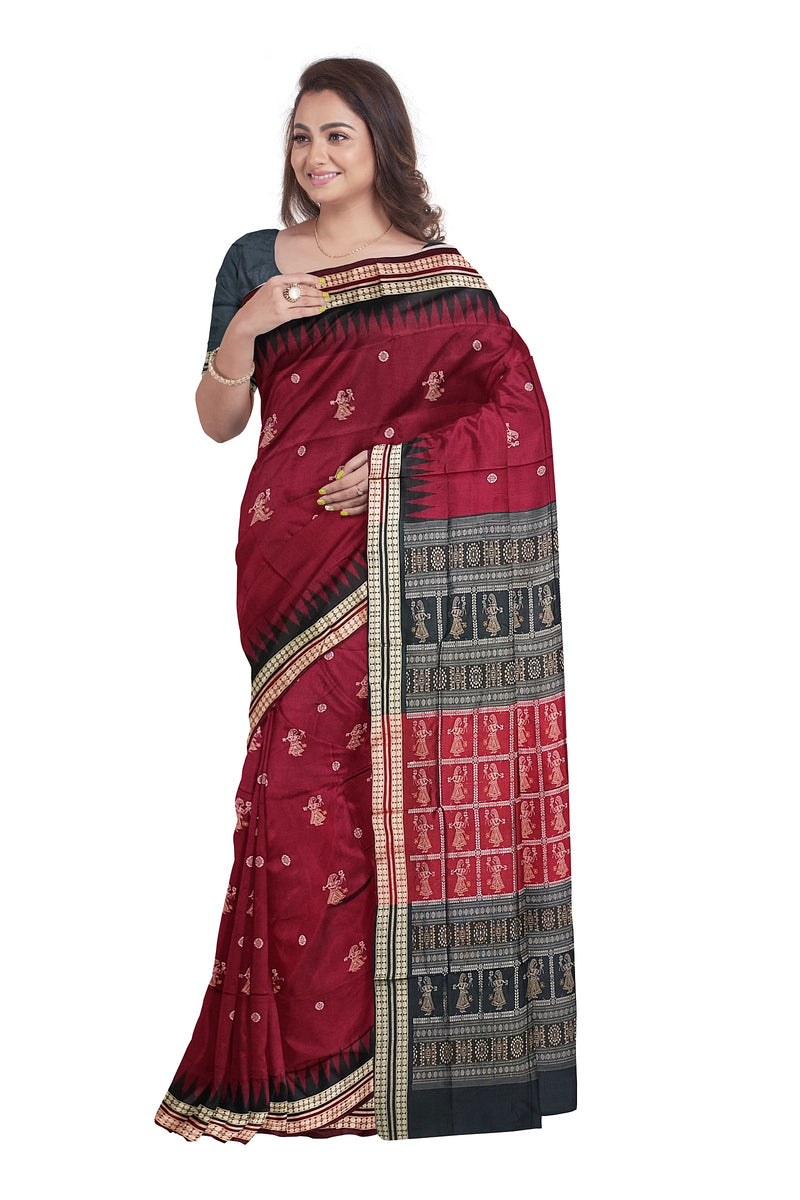 Doll design Bomkai silk saree with blouse piece