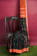 Peacock design with Bomkai motifs Sambalpuri cotton saree with blouse piece.