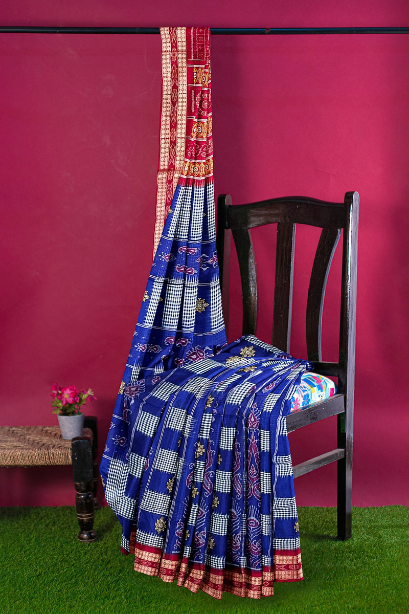 Sambalpuri Cotton Saree with Bomkai Fusion (Blouse Piece )