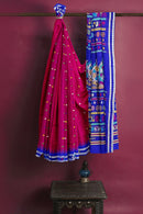 Nila Chakra and Vishnu Ayudha Design Pallu Sambalpuri silk saree with blouse piece