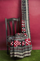 Bichitrapuri design Sambalpuri silk saree with blouse piece, Color - Red Black