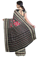 Bichitrapuri design Sambalpuri silk saree with blouse piece, Color - Red Black