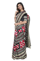 Bichitrapuri design Sambalpuri silk saree with blouse piece, Color - Red Black