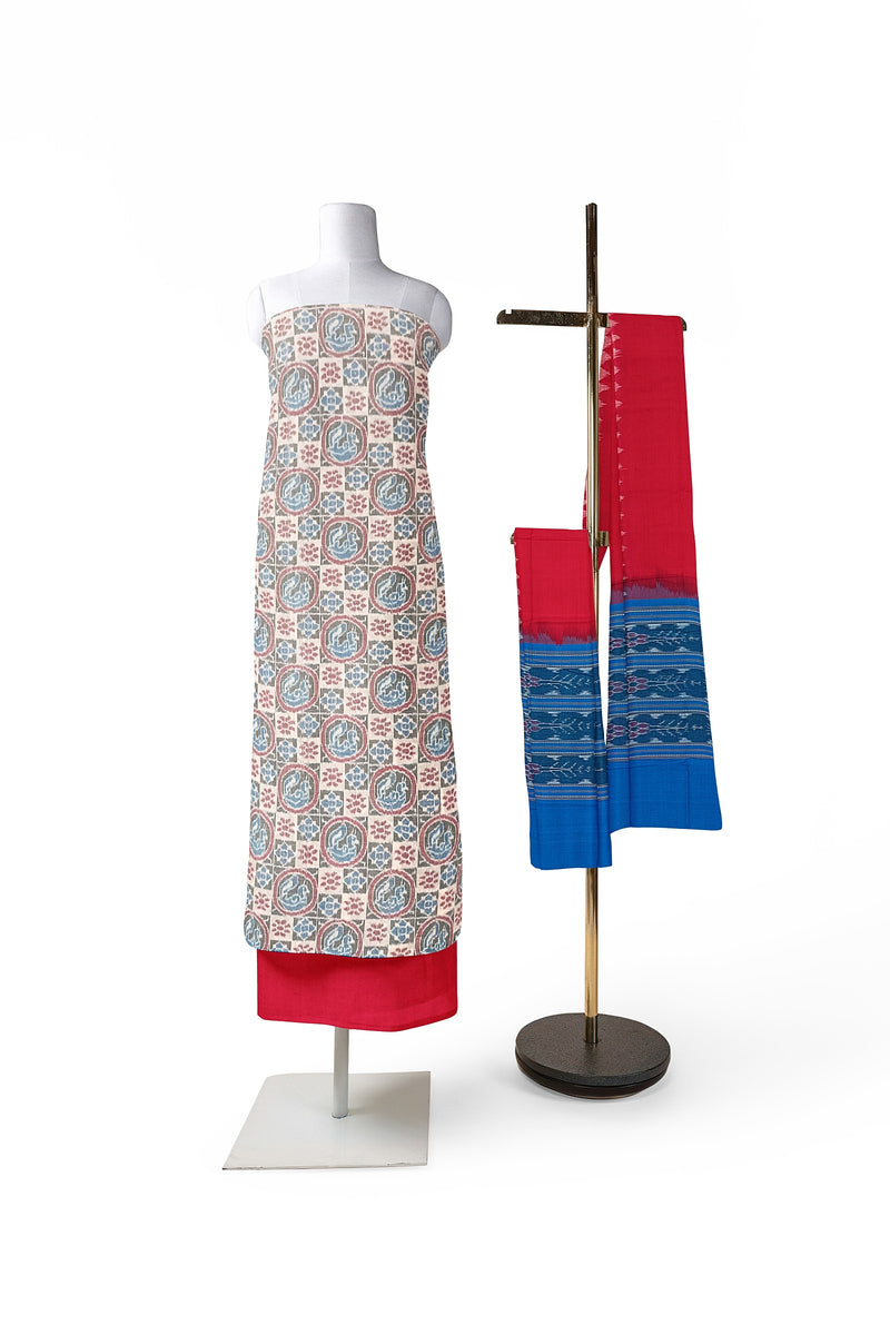 Beautiful sambalpuri cotton dress material set