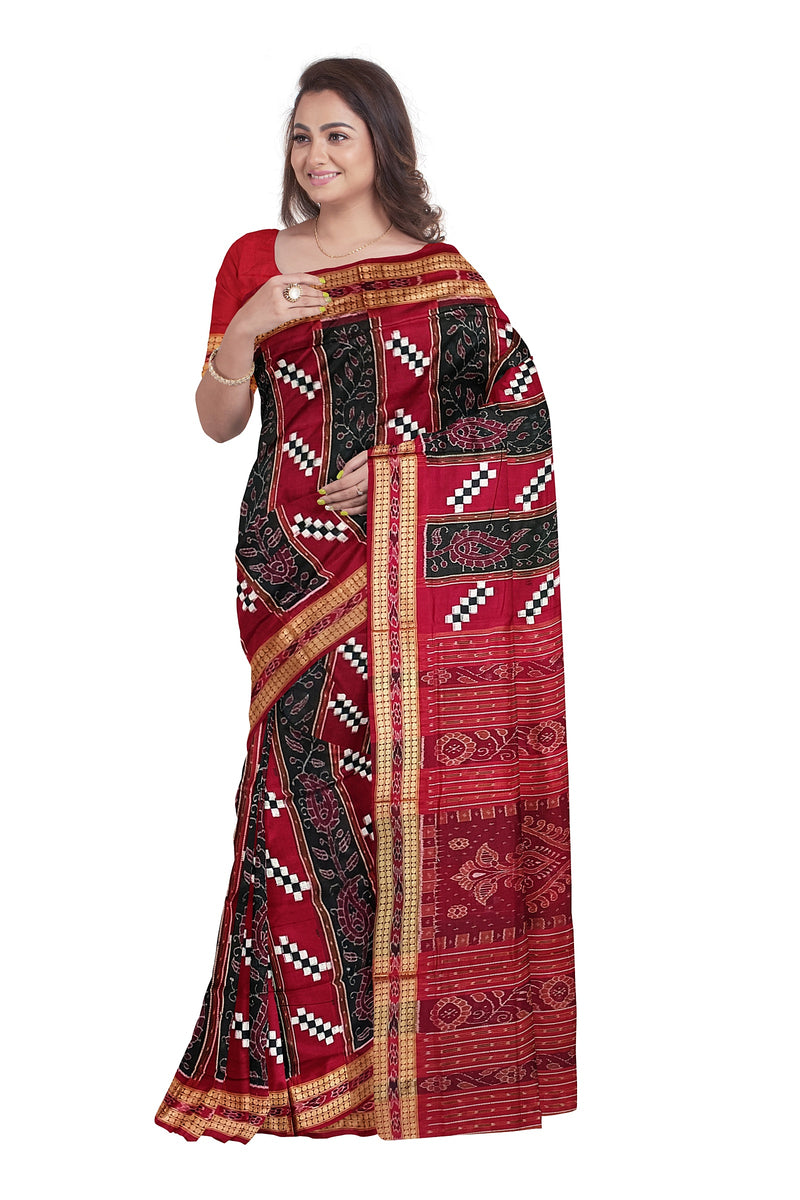 Exquisite Pasapali Sambalpuri cotton saree with blouse piece