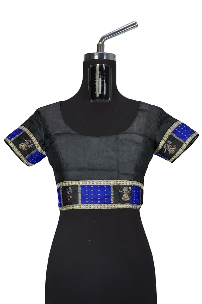 Doll design boarder Bomkai silk saree with blouse piece