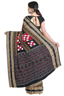 Bichitrapuri Sambalpuri cotton saree. Red, Black colors combination