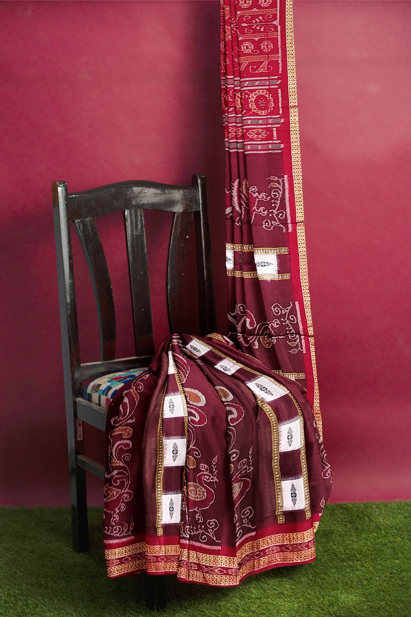 Peacock design sambalpuri cotton saree with blouse piece