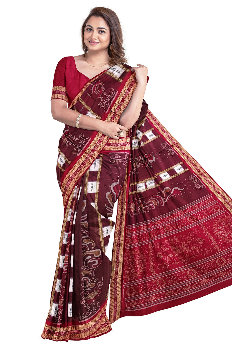 Peacock design sambalpuri cotton saree with blouse piece